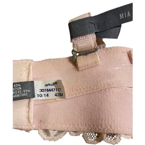 Aerie Mia Bra 36B Push Up Pink Satin Lace Adjustable Removable Straps Strapless - Picture 7 of 8